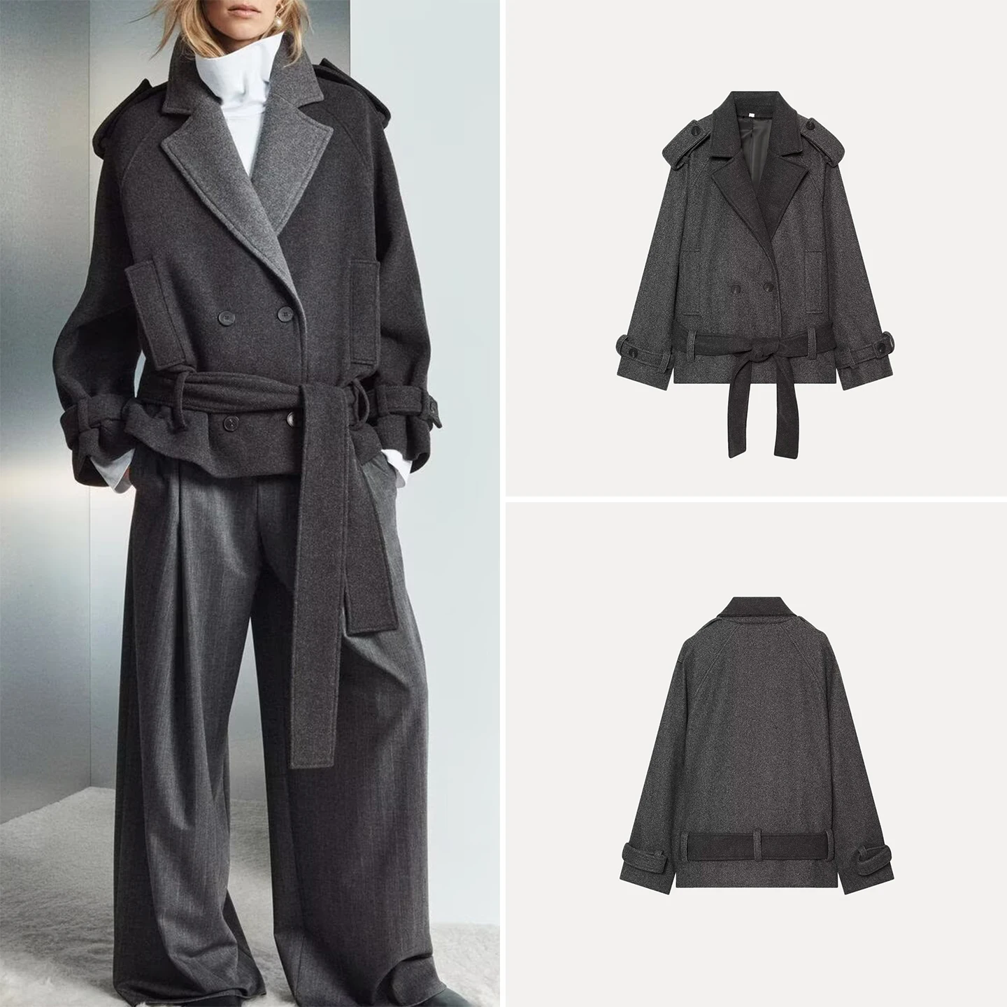 Fashionable Short Coat Jacket Women's Autumn 2026 New Style Individual Personality Matching Belt Clothing Accessory
