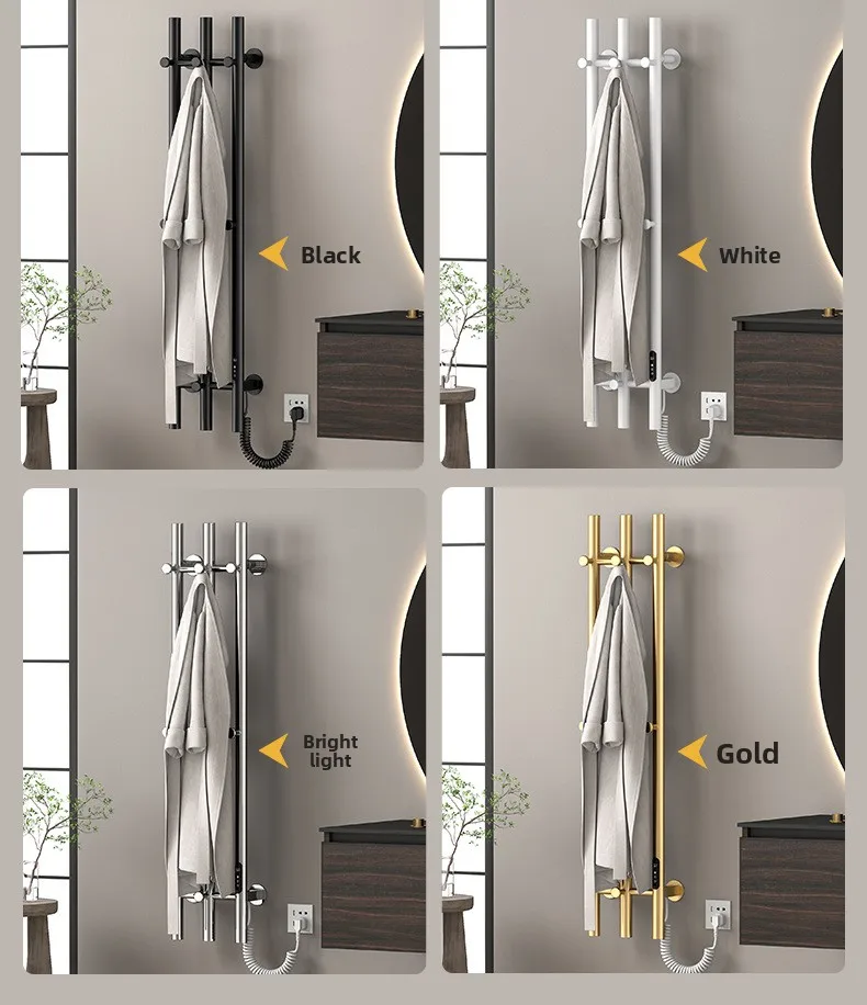 Intelligent Electric Towel Rack Carbon Fiber Bathroom Electric Drying Rack Stainless Steel Non-punching Light and Dark