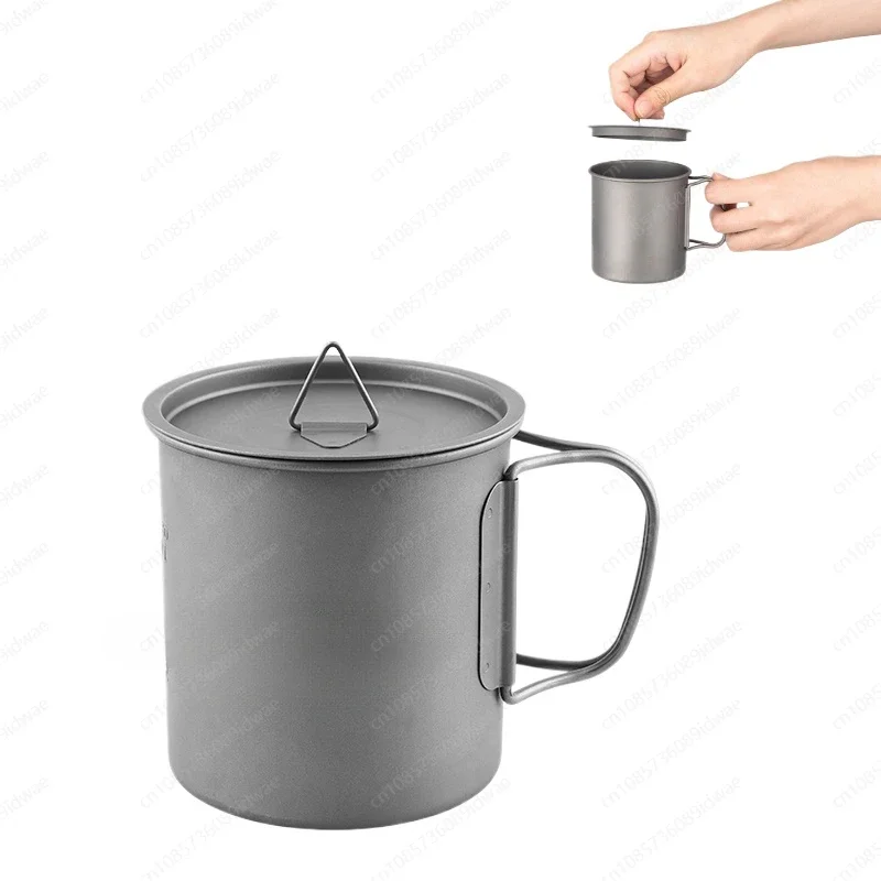 

Outdoor camping pure titanium water cup coffee cup can boil water outdoor folding titanium teacup titanium with lid
