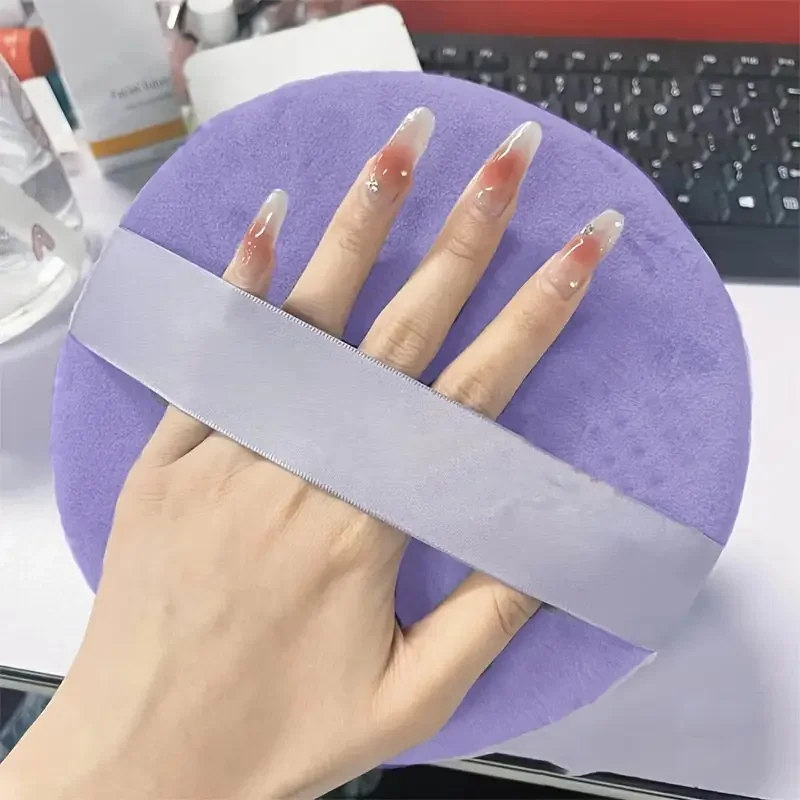 超ソフトベルベットルースパウダー化粧パフ、大型ボディパウダーパフ、洗える特大両用メイクスポンジ（顔・体用）