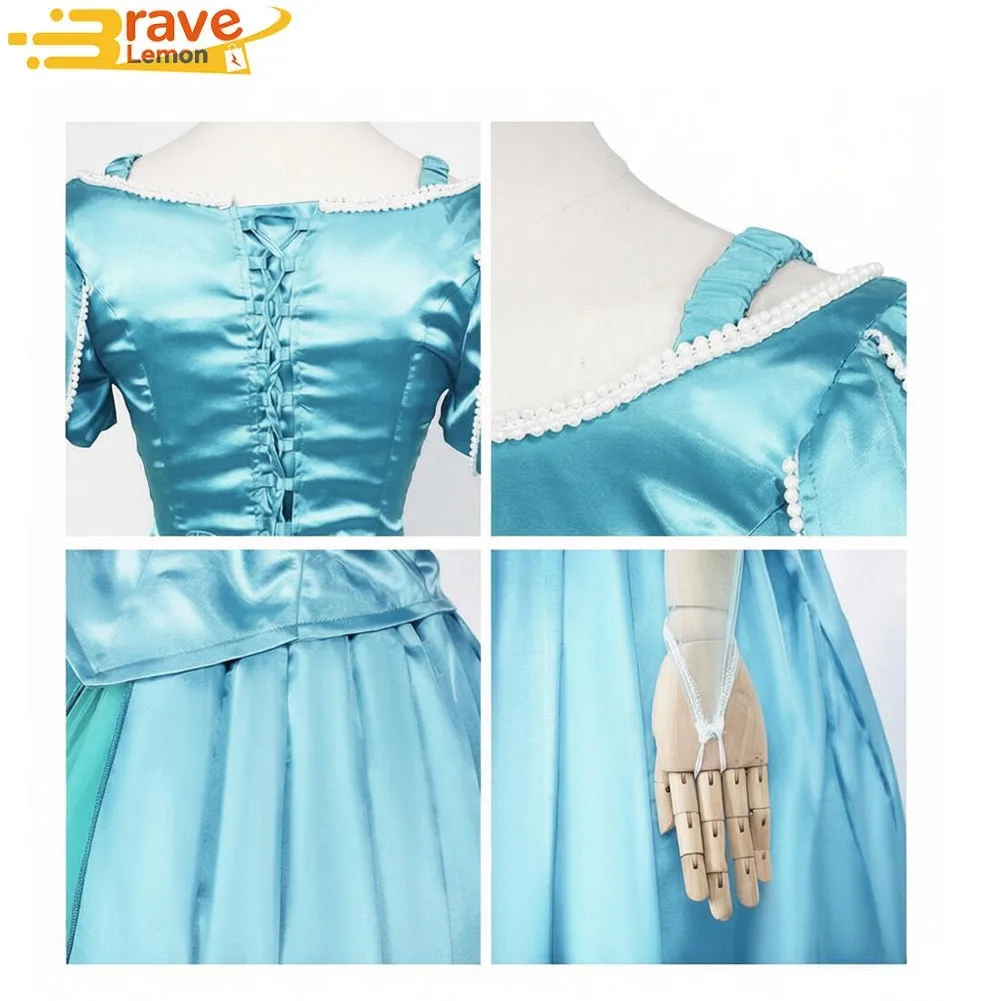 Disfraz de Ariel, Vestido Azul de Sirena, Disfraz de la Película Sirenita, Disfraz de Sirena para Adultos, Mujeres, Halloween, Carnaval, Fiesta de Disfraces