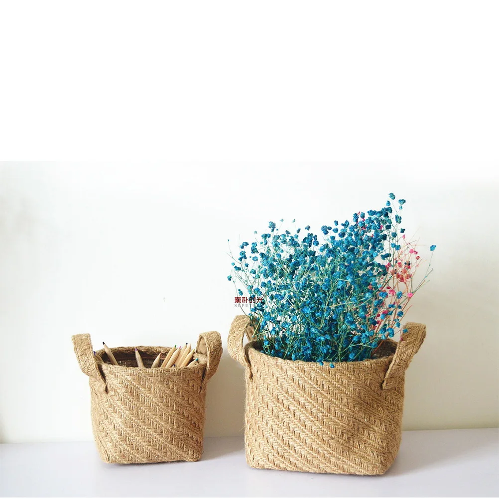 

2Pcs Folding Laundry Basket Large Woven Cloth Storage Basket Eco-Friendly Thickened Handle Home Dirty Clothes Organizer