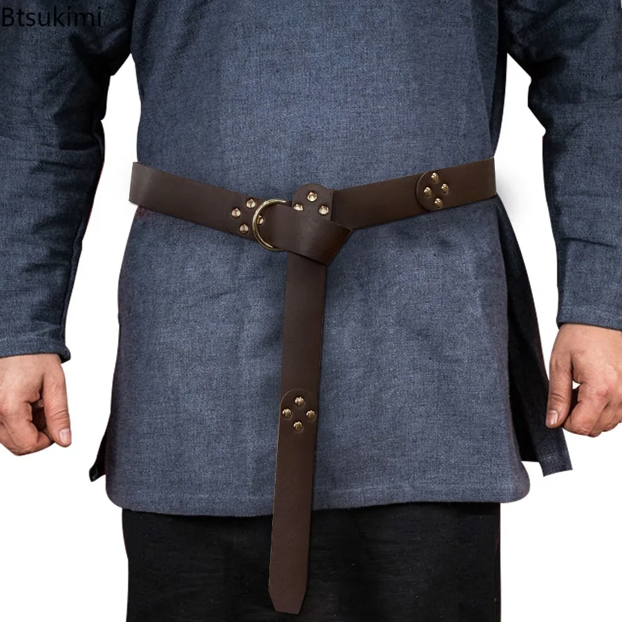 

Viking Renaissance Rivet Buckle Belt PU Celtic Belt Knight Leather Medieval Retro Waistband Cosplay Costume Accessories Prop