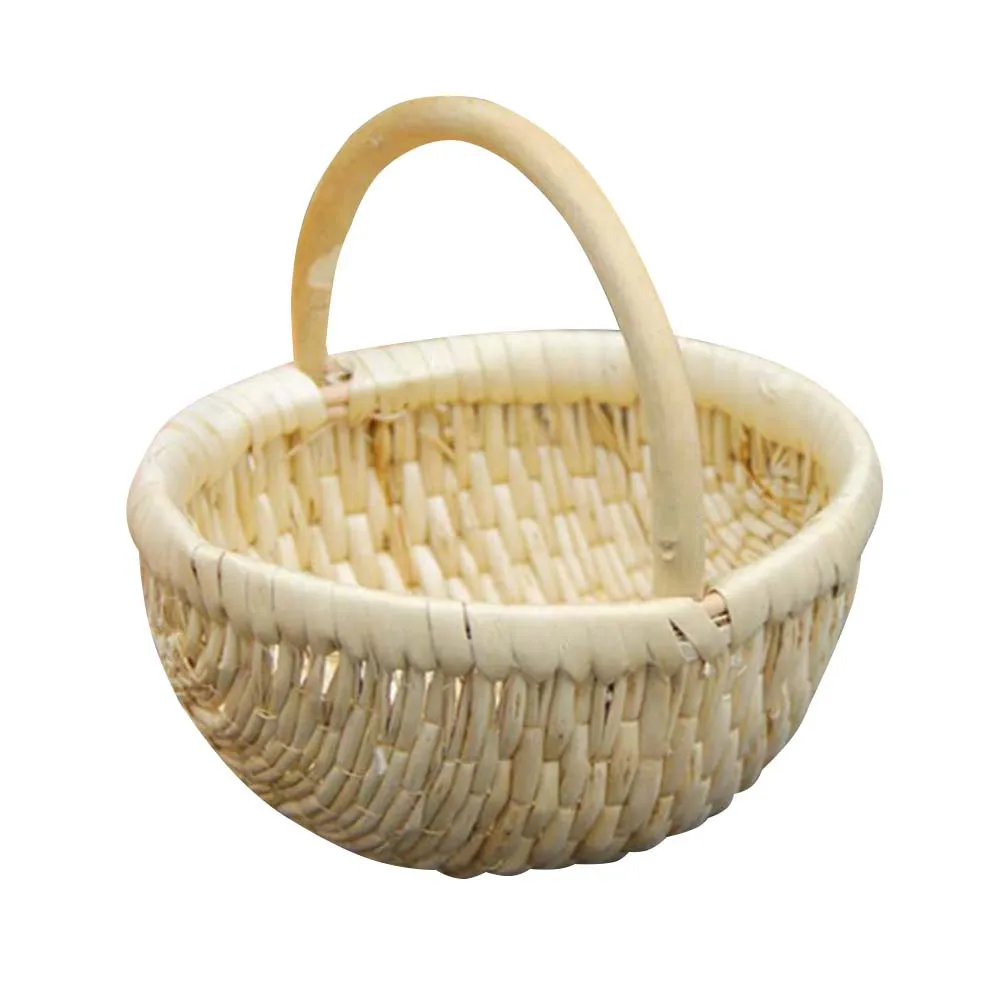 

1pc Woven Handmade Portable Storage Basket For Fruit Vegetable Snack Bread Container Home Hotel Party Use Straw Tote Organizing