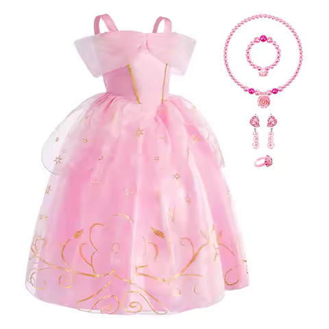 2026 Christmas Aurora Princess Dresses Girls Puff Mesh Dress Evening Dress Child Clothes Kids Halloween Costume Baby Girl Gown