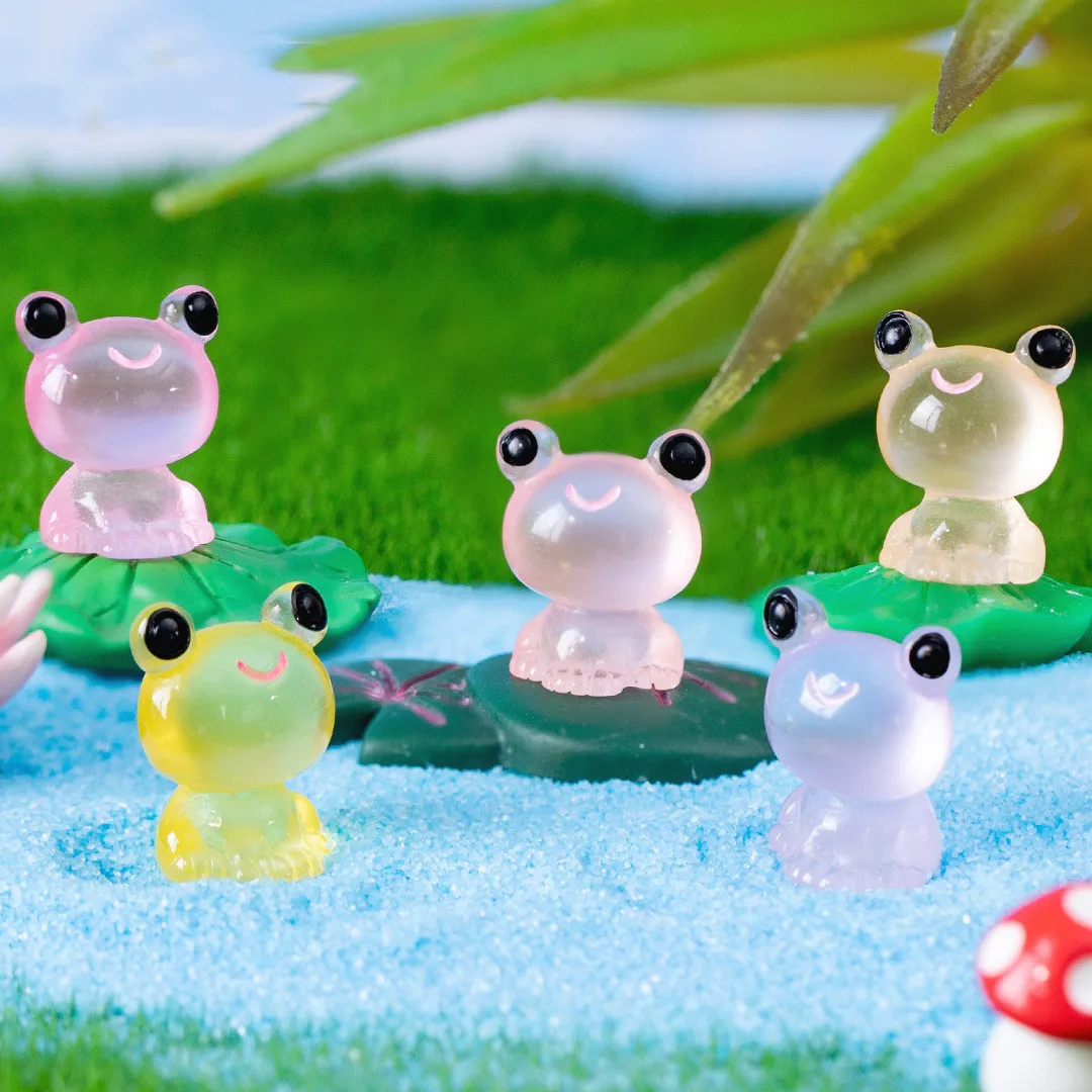 20PCS Mini Frogs Glow At Dark Fairy Garden Miniatures Decoration Luminous Frog Vivarium Micro Landscape DIY Accessories