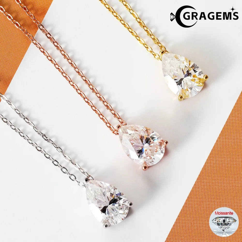 

1/2/3/4CT Pear Cut Moissanite Necklaces Women 925 Sterling Silver Waterdrop Chain D VVS1 Diamond 18K Plated Pendants Jewelry GRA