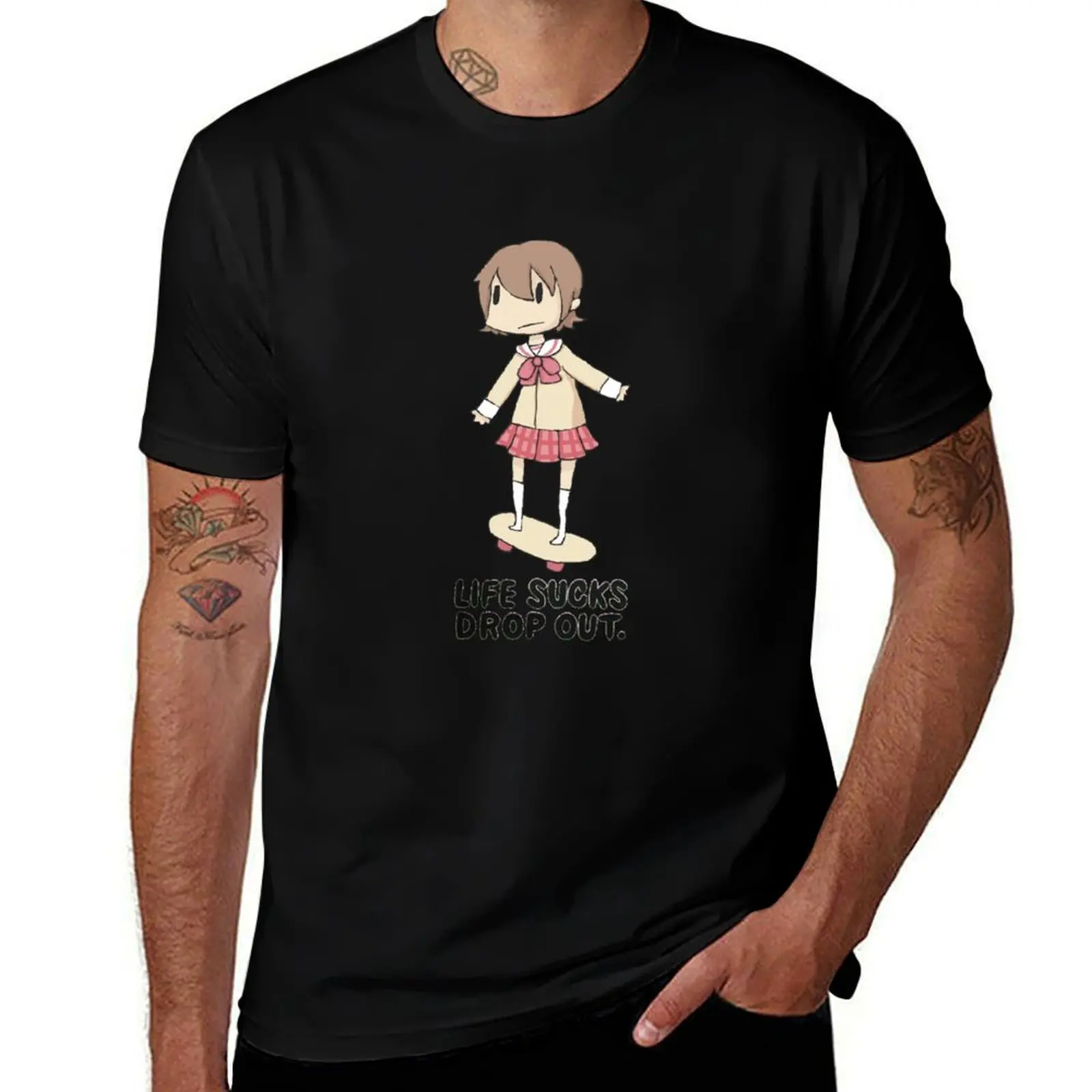 Life Sucks Drop Out T-Shirt Work Utility Short Sleeve Shirt T-Shirt