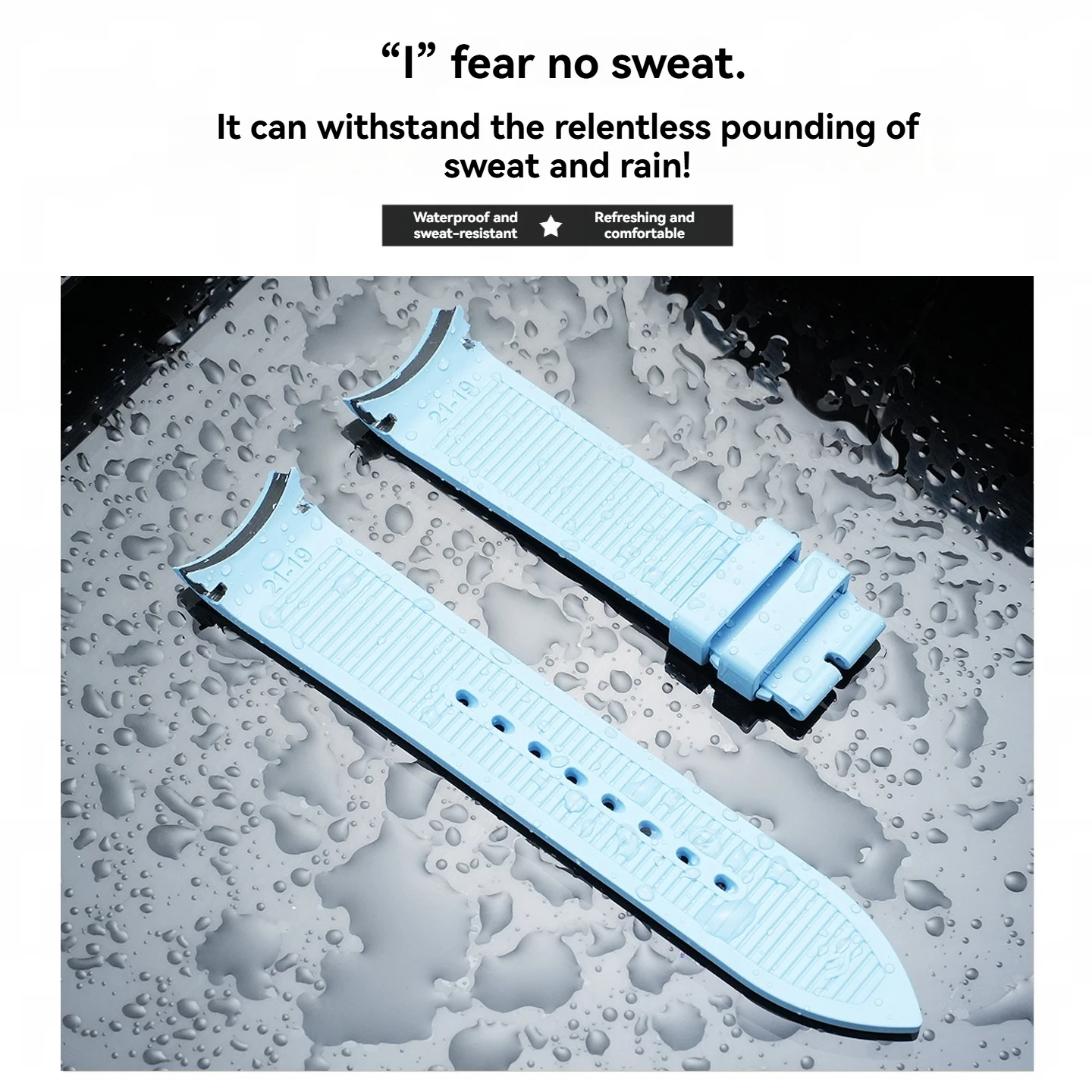 Stainless Steel Buckle, FMK Fluorocarbon Rubber Strap, 21mm   for PIAGET POLO Collection G0A41002, G0A47014, G0A51031