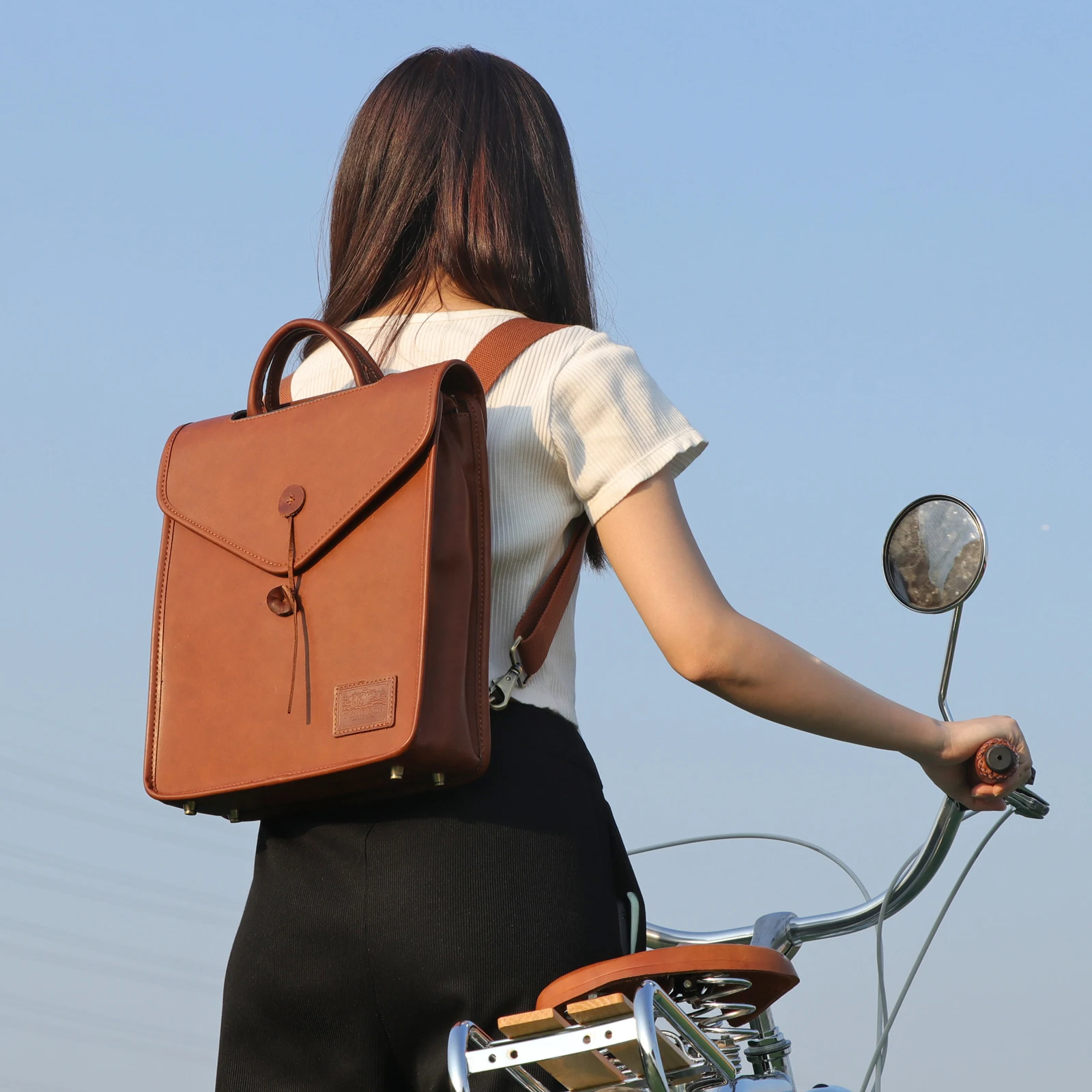 Tourbon Vintage Bicycle Pannier Bag Bikepack Rear Seat Backpack Microfiber Leather Handbag Briefcase City Tote Cycling Commuting