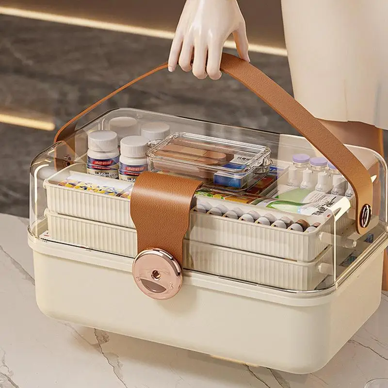 

3-Layer Multi-functional Medicine Organizer Container Multi-purpose Portable First Aid Kit Home Utility Medicine Storage Boxes