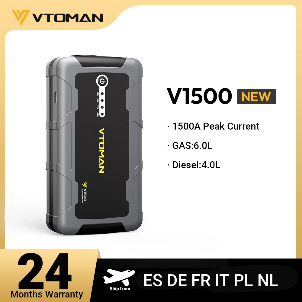 VTOMAN 12 Portable Car Jump Starter Power Bank 1500A 8000mAh Car Battery Charger Auto Emergency Booster Starting Device