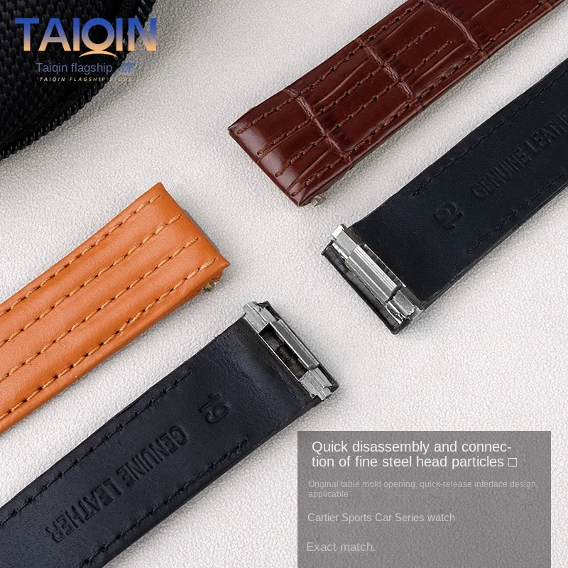 19mm Nylon Watchband Quick Release Leather Watch Strap For Cartier ROADSTER w6206018 w6206017 Men\'s Wristband Metal adapter band