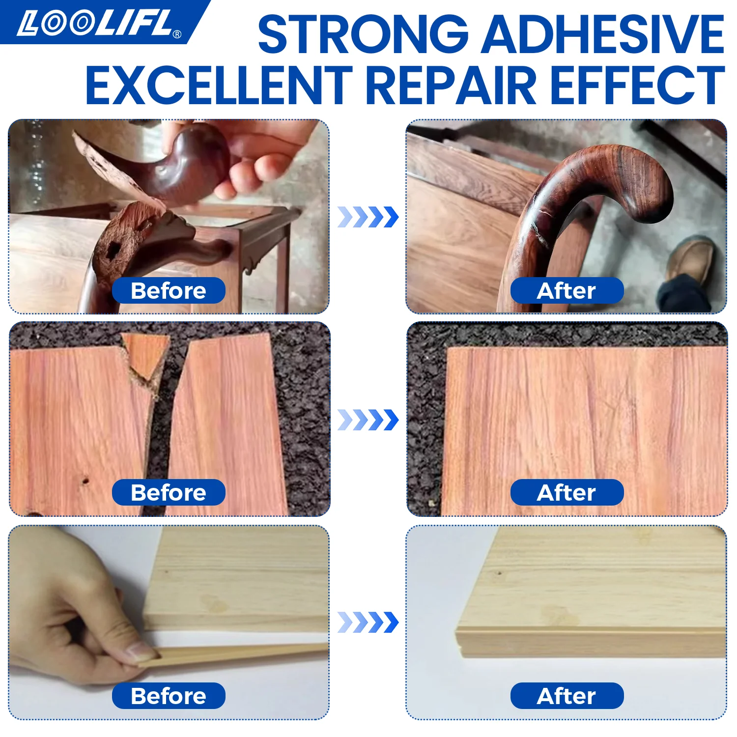 Adhesivo transparente super adhesivo para reparar artesanías de muebles de madera, todos los usos adhesivo instantáneo para artesanías de trabajo de la madera