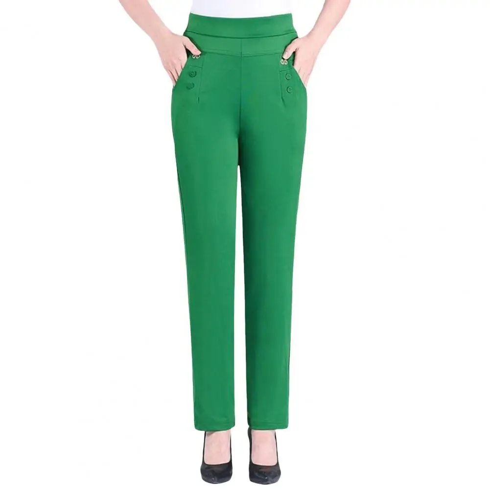 

2024 New Spring Autumn Straight Pants Women Slim Casual Office Women's Pants High Waist Pocket Trousers Pantalon 3XL