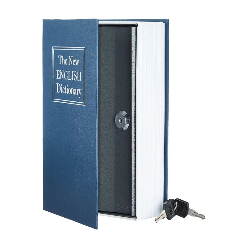 Basics Book Safe, Money Saving Box, Save for Money, Secret Hidden Metal Lock Box, Money Hiding, Key Lock, Large, Blue Bx1