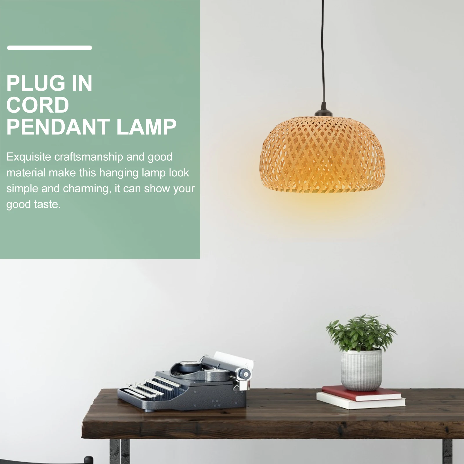 

Bamboo Lampshade in Pendant Light Wicker Rattan Hanging Lamp Living Room Plug In Hanging Light Bedroom Lighting Fixtures