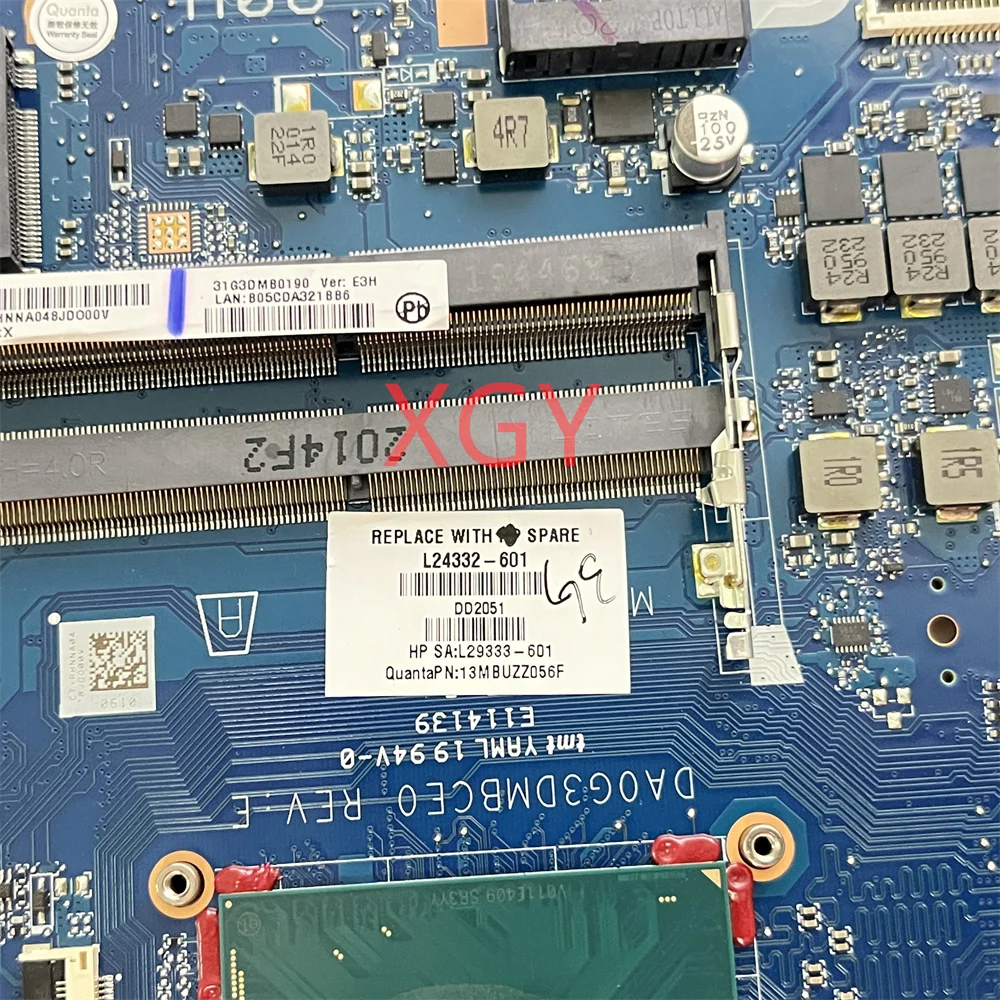 ของแท้สำหรับ HP 15-DC มาเธอร์บอร์ดแล็ปท็อป15T-DC L24332-001 GTX1060 3GB DA0G3DMBCE0 CPU i7-8750H การทดสอบ100% สมบูรณ์แบบ