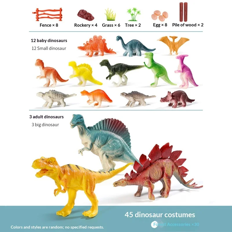 Zestaw zabawek dinozaurów dla dzieci - realistyczne, miękkie gumowe modele zwierząt, figurki triceratopsów, t-rexów, pterosaurów, ozdobne lalki, losowy styl