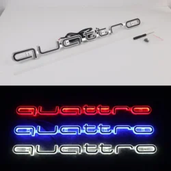 1X Car LED Front Grille Logo Lamp Quattro Logo Light for Audi Quattro A3 A4 A5 A6 A6L A7 A8 Q3 Q5 Q7 S3 S4 S5 RS3 RS4 RS6 Badge