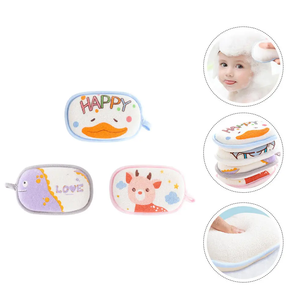 3 szt. Dziecięca gąbka do kąpieli z motywem kreskówkowym, miękka gąbka do szorowania ciała pod prysznic dla dzieci, gąbka do szorowania ciała dla niemowląt