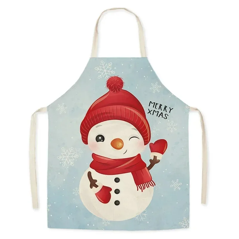 New style holy pattern fine linen apron home decoration kitchen cleaning sleeveless bib Christmas decoration apron