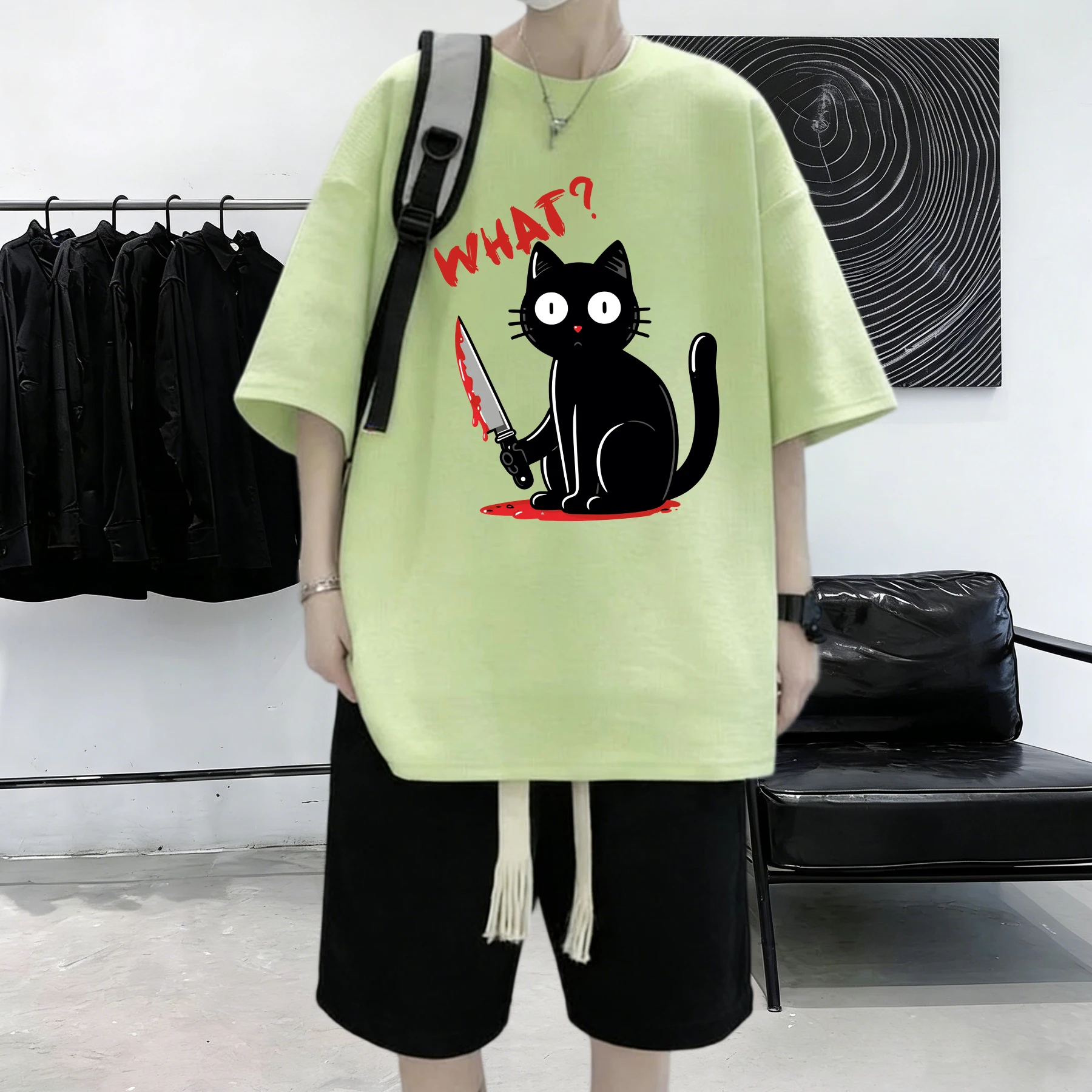 Work Machine Computer Mouse Catprinted Men T Shirts Fashion Soft Short Sleeve Hip Hop Summer Comfy T-Shirt Cotton Loose Top