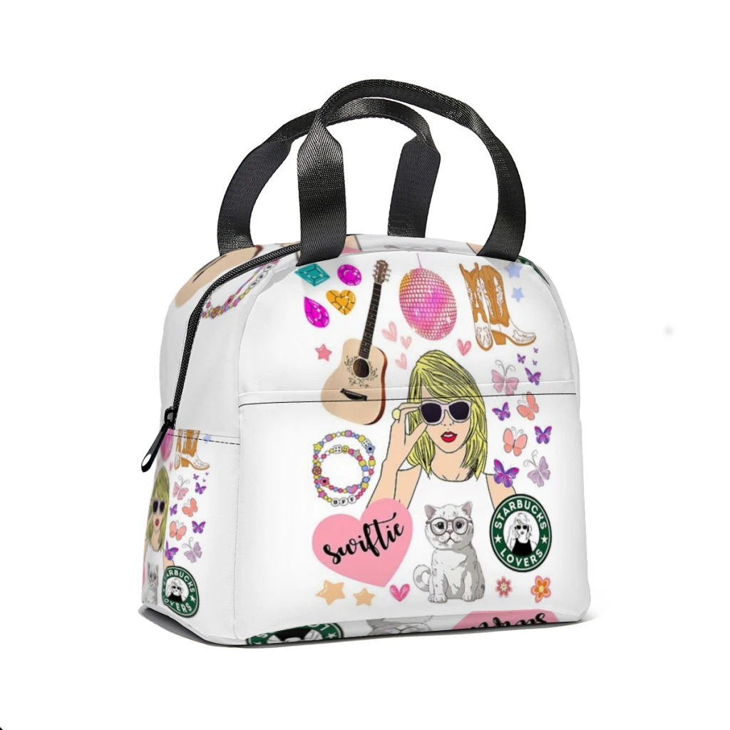 The Eras Tour Cute Collage, Swiftie Insulated Thermal Cooler Bag Lunch bag Foods Drink Storage Leakproof Picnic Camping Bags