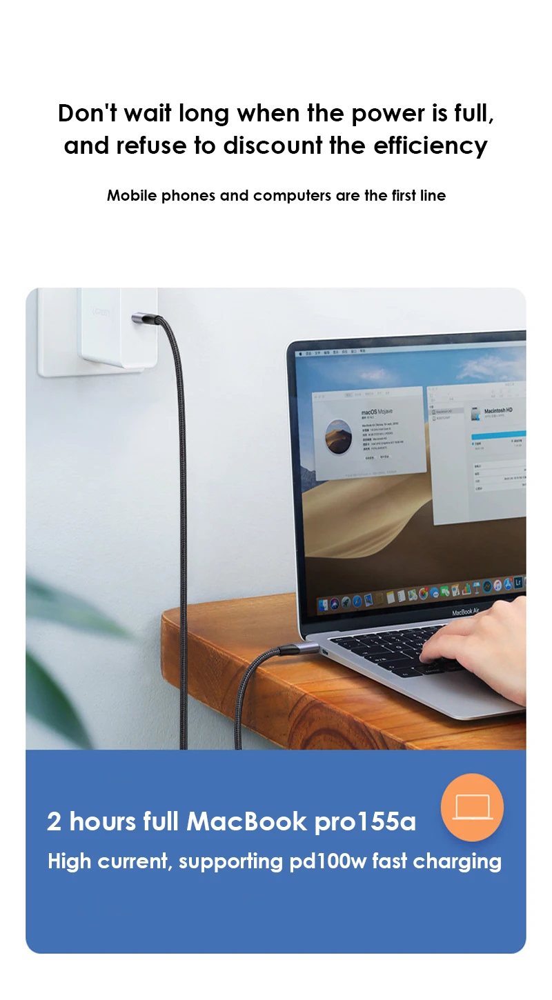PD 고속 충전 USB 타입 C to C 케이블, 데이터 충전기, 짧은 와이어, 100W