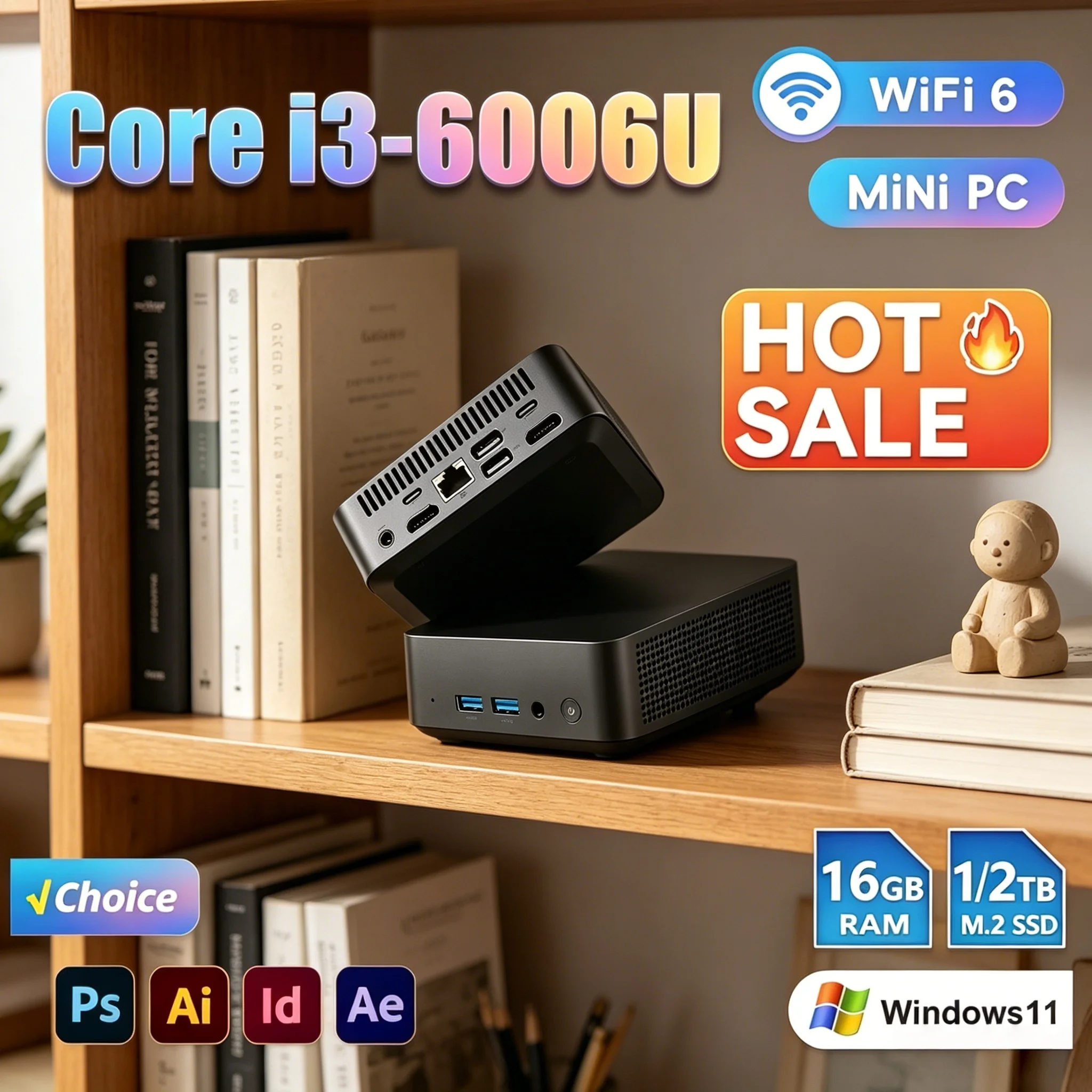 Laptop All Scene Use Mini Computer I3 Series Chip Full Interfaces 4K Display Wireless Network Family Daily Working Mini PC