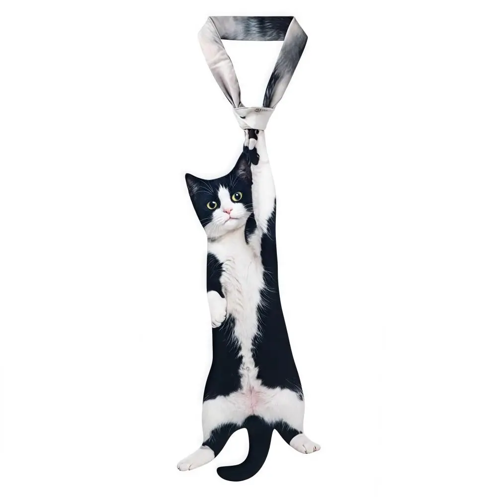 3D Cat Cat-shaped Unisex's Tie Novelty Animal Pattern Kitten Necktie Lifelike Satin Fabric Creative Neck Tie For Wedding Party