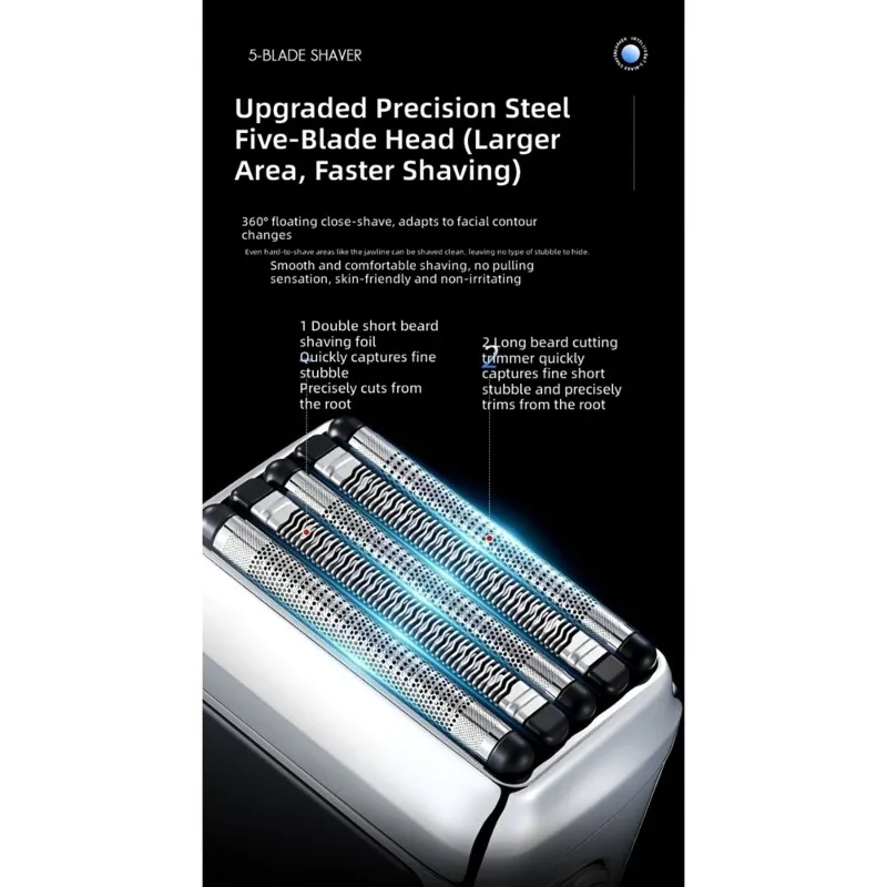 A005-For Home& Travel Portable Electric Rotary Shaver-5 Blades, Rechargeable, Waterproof