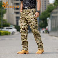 CHRLCK Men Waterproof Hiking Softshell Pants Anti-scratch Tactical Fleece Trousers Men Hunting Fishing Camping Training Pants