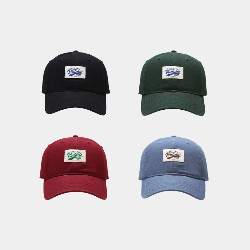 Vintage Label Baseball Cap Unisex Adjustable Cotton Casual Sun Hat for Men Women Streetwear