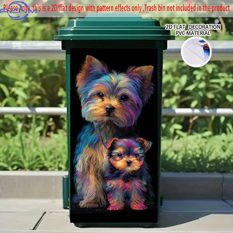 1pc of 2D Pattern Printing Sticker for Kitchen Trash Bins, Measuring X Cm, Featuring The Theme 'Colorful Fluffy Dog Companions