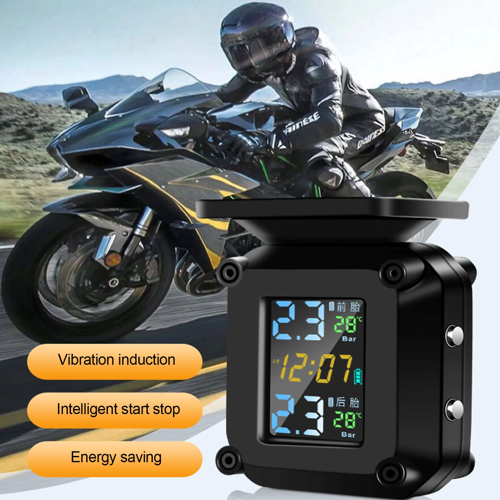 

Motorcycle Tire Pressure Monitor Motorcycle Scooter Tire Pressure Monitoring System TPMS Tire Sensor Set Motorcycle Accessories