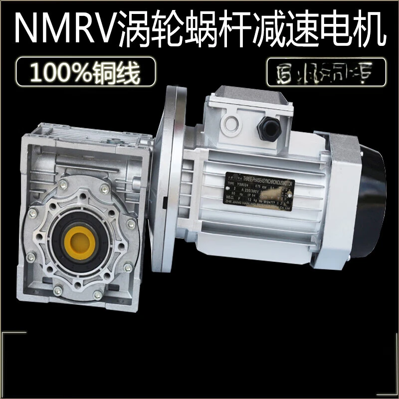 Worm gear reducer with integrated motor Turbine gearbox reducer factory outlet part RV40+0.55KW reducer motor output hole.