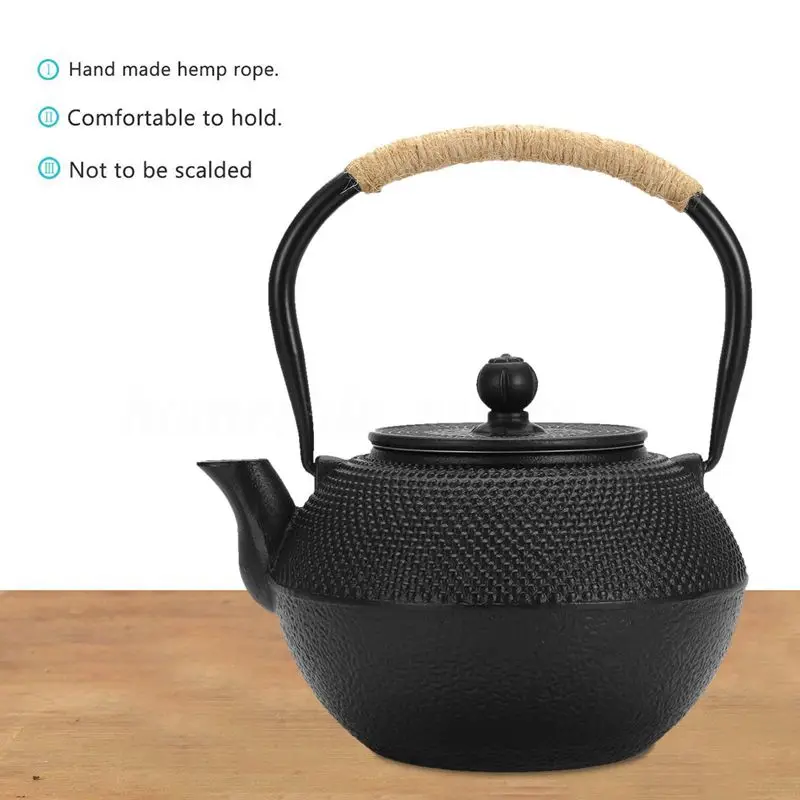 New 1.2L Japanese Tetsubin Style Iron Tea Pot Kettle Tetsubin Teapot + Strainer