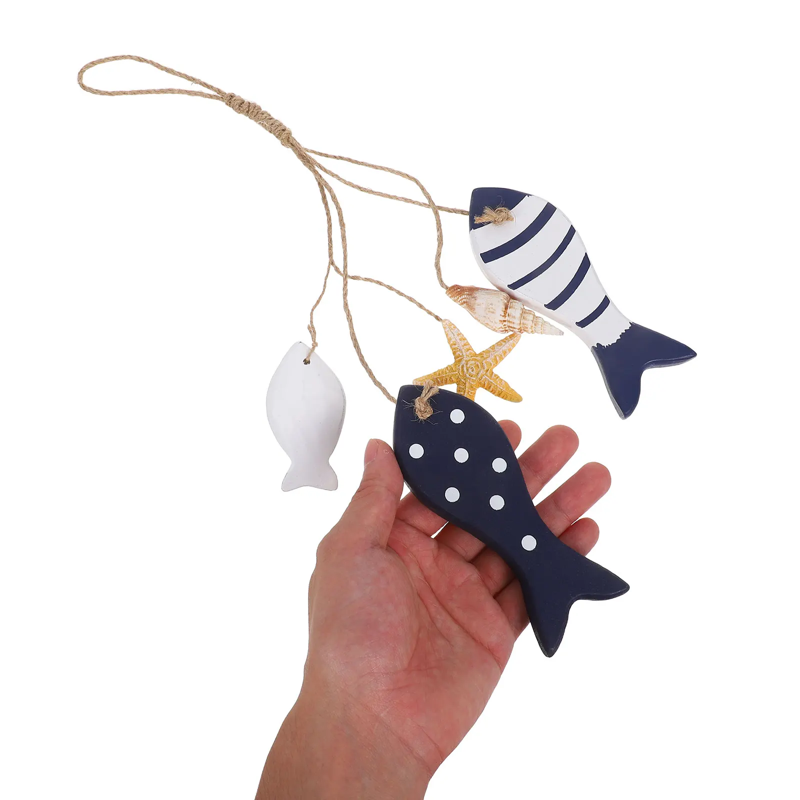 

2 Sets Small Wooden Fish Skewers Lake House Decor Nautical Office Decoration Beach Decorate Wall Hanging Sculpture