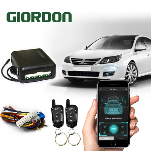 GIORDON sistema de entrada alarma sin llave do carro com autostart push start stop botão bloqueio central automático desbloquear