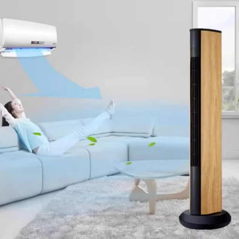 Ventilatori classici a torre con venature del legno profondo, ventilatore silenzioso senza lama con telecomando per l'home Office, ventilatori elettrici con ventola a pavimento temporizzata con testa oscillante