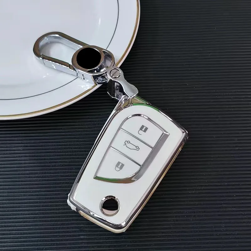 

New TPU Car Remote Key Case Cover Keychain For Toyota Auris Corolla Avensis Verso Yaris Aygo Scion TC IM Camry RAV4 Forturner