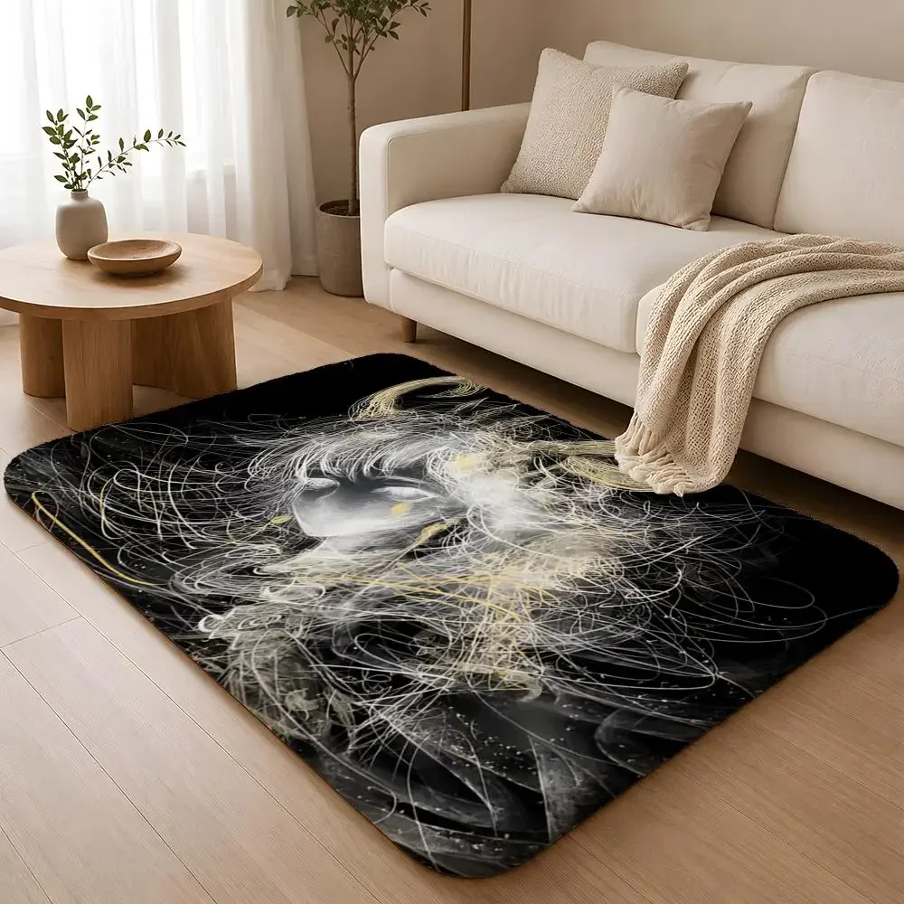 TTwelve Constellations Line Drawing Floor Mat Machine Washable Soft Flannel Area Rug, Non-Slip Absorbent Floor Mat