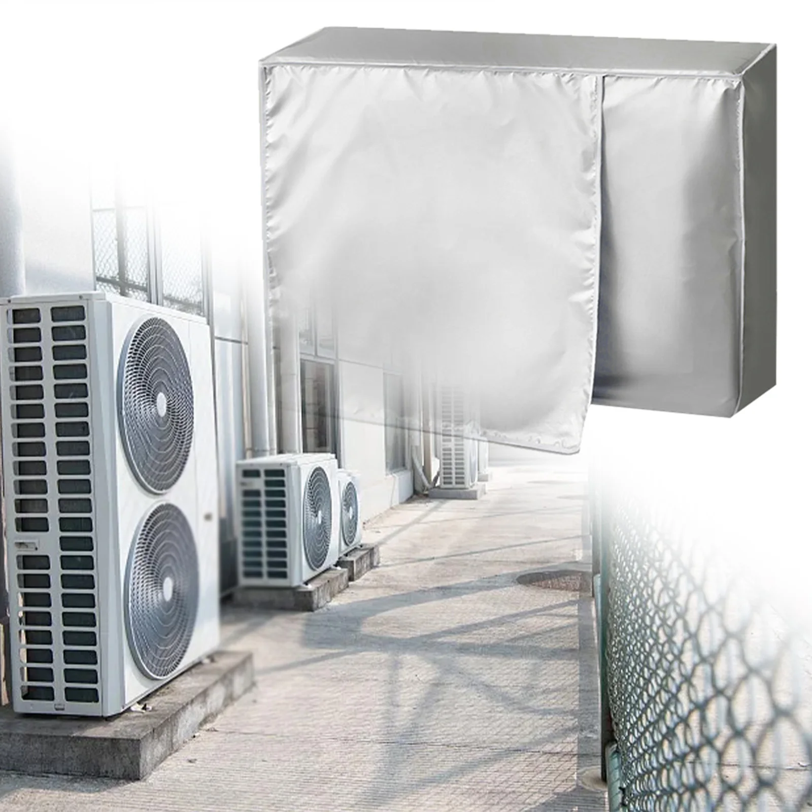 Waterproof Oxford Cloth Air Conditioner Cover for Outdoor Units Silver Provides Complete Protection Against Sun and Dust