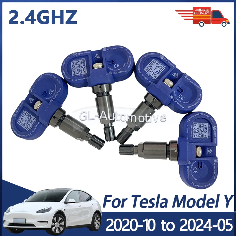 1/4PCS 2.4GHz For Tesla Model Y 2020-2025 Bluetooth Tire Pressure Monitoring Sensor 1490701-01-D 1490701-01-C 1490701-01-B