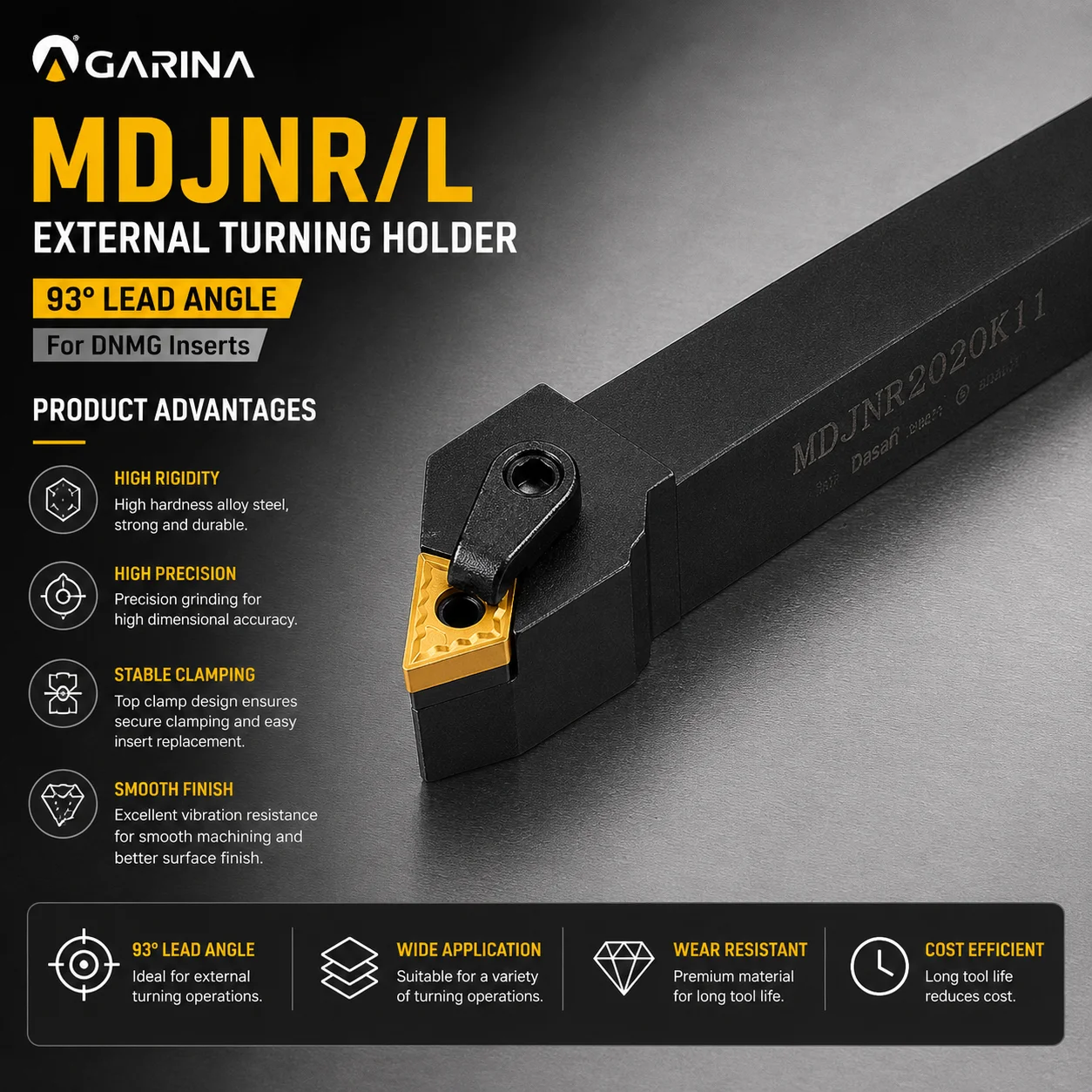 MDJNR MDJNL External Turning Tool Holder CNC Lathe Tool Holder For DNMG1104 DNMG1504 Carbide Inserts 93 Degree Turning Tool