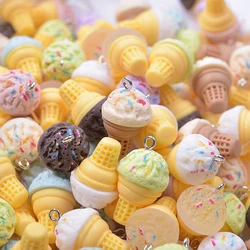 10/30/50/100pcs 3D Mini Resin Ice Cream Cone Shaped Charms Pendant DIY Jewelry Making Supplies Keychain Earring Necklace Crafts