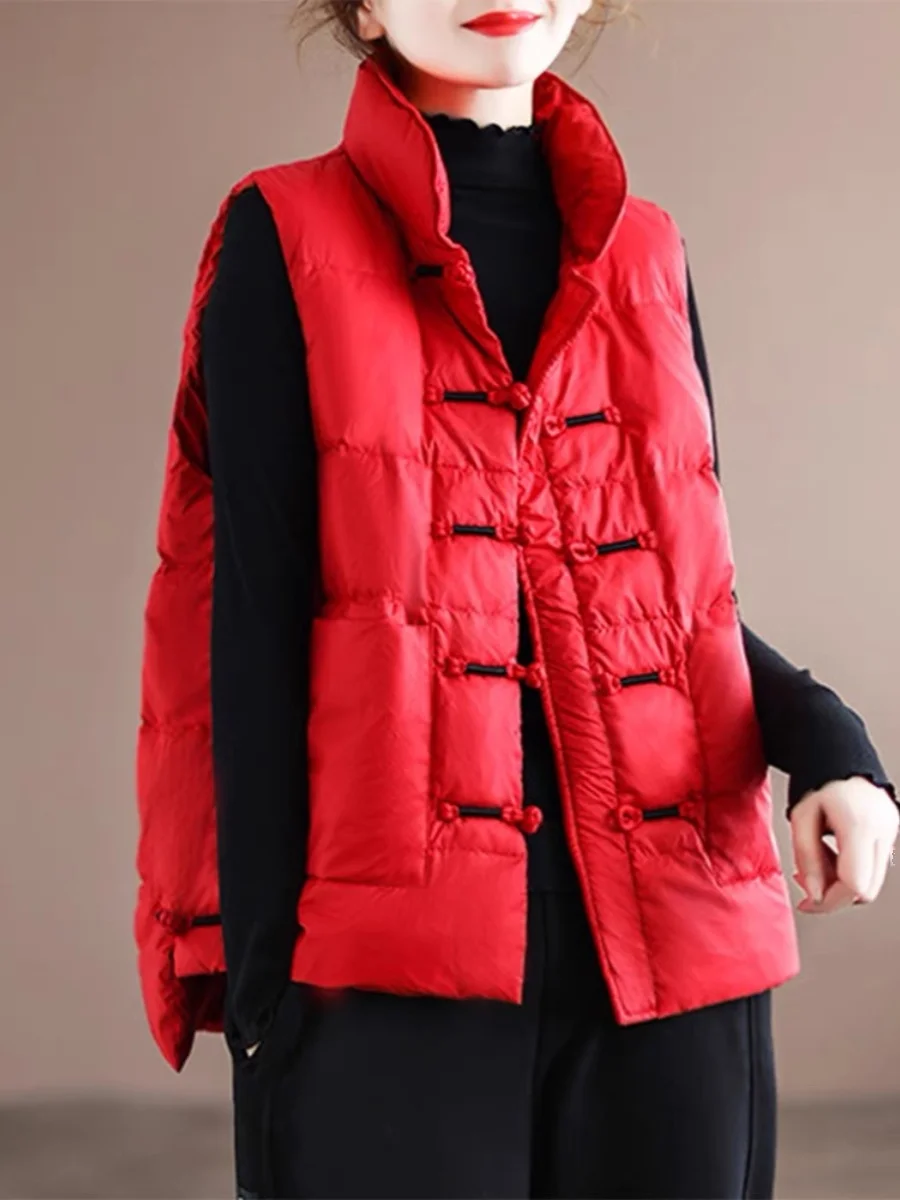 

Женский жилет Thiened down Jaet с воротником-стойкой в стиле ретро, новый китайский бренд, стеганая хлопковая верхняя одежда для мам, антивозрастная верхняя одежда