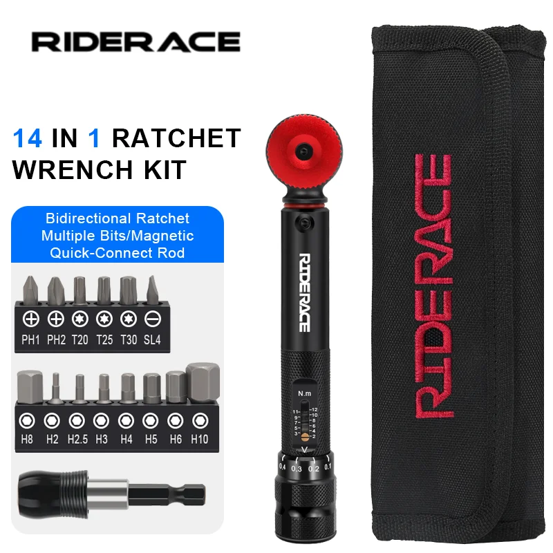 RIDERACE Bike Allen Key Spanner Torque Ratchet Wrench Set Road Cycling Repair Tool Kit with Screwdriver Tyre Tools