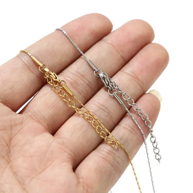 5pcs Titanium Stainless Steel Gold Dainty Womens Rolo Necklaces 18 inches